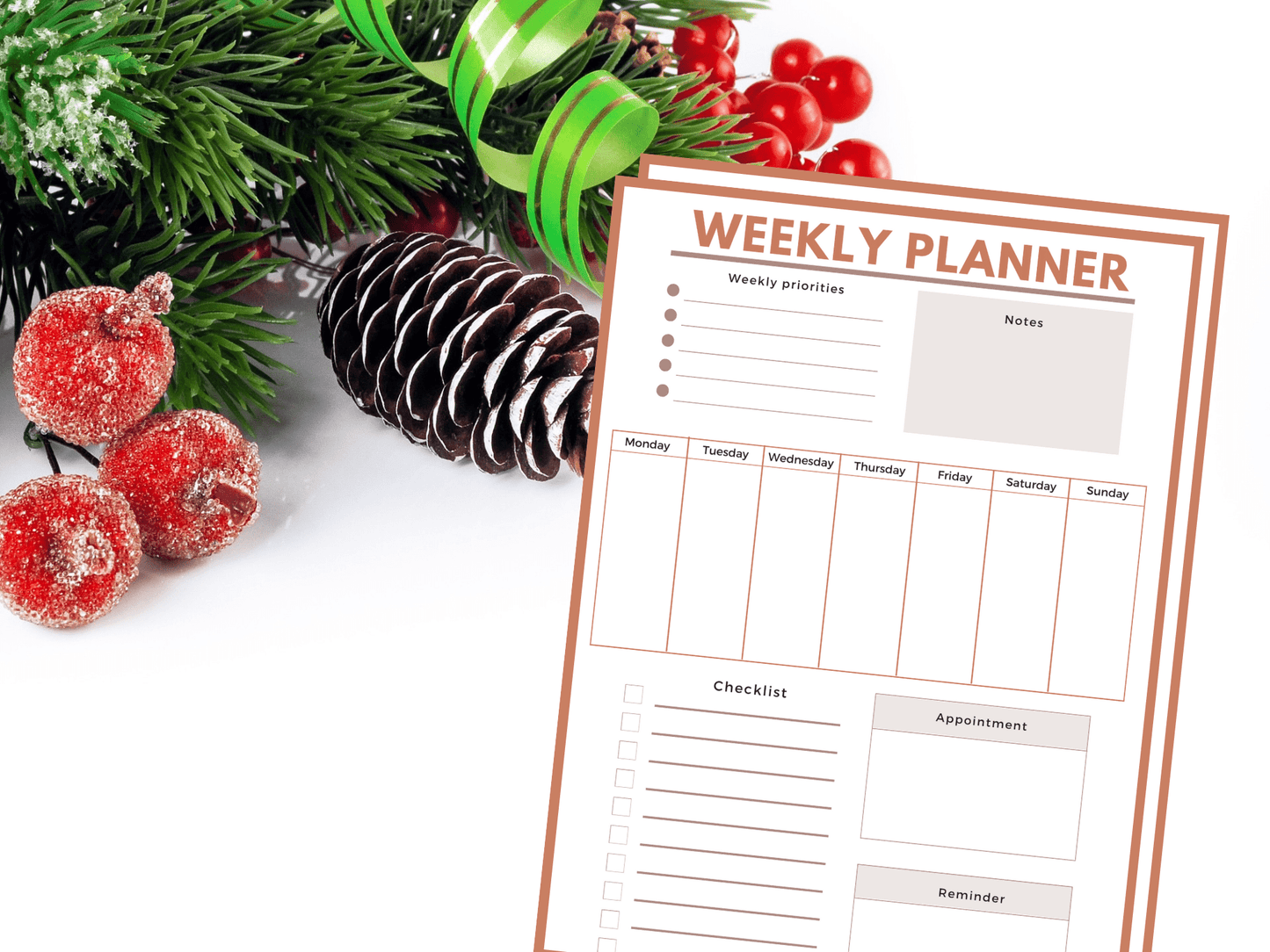 2022 Planner weekly monthly Printable