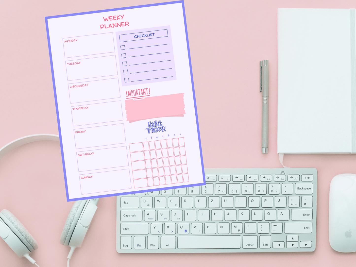 2022 Planner weekly monthly Printable